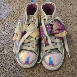 Girls  Jojo Silva Shoes Sneakers size 1 Over the Rainbow Metallic Stars NWT